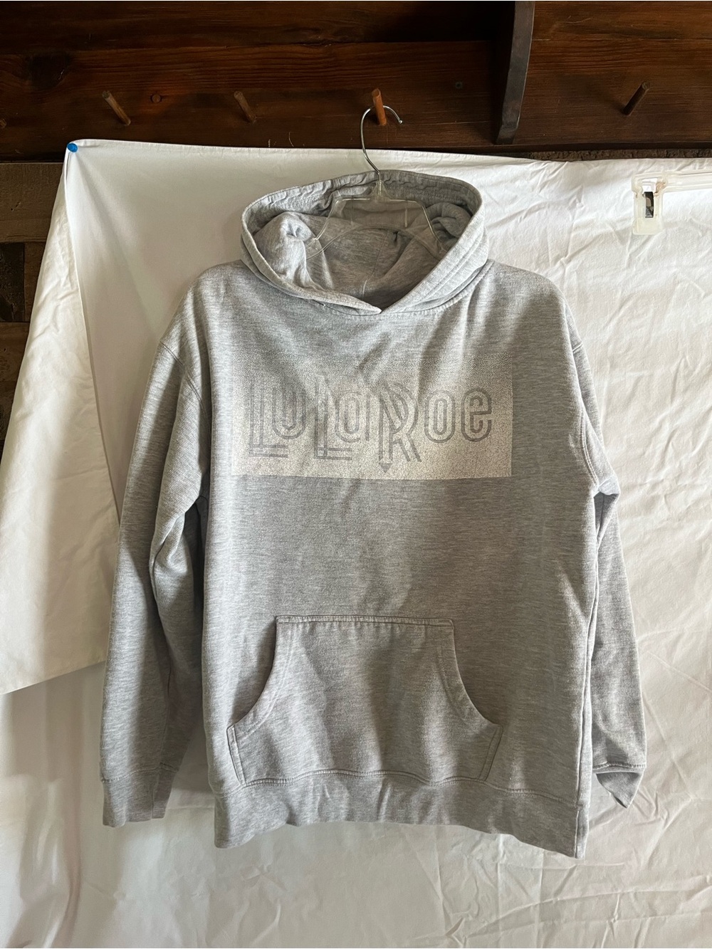 LuLaRoe Girls Light Gray Logo Hoodie XL